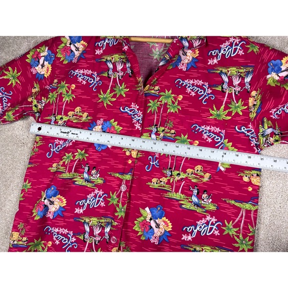 VTG 90's Sun Streak Aloha Hawaiian Shirt Floral Palm Tree Vacation Button Up - L - Picture 8 of 9